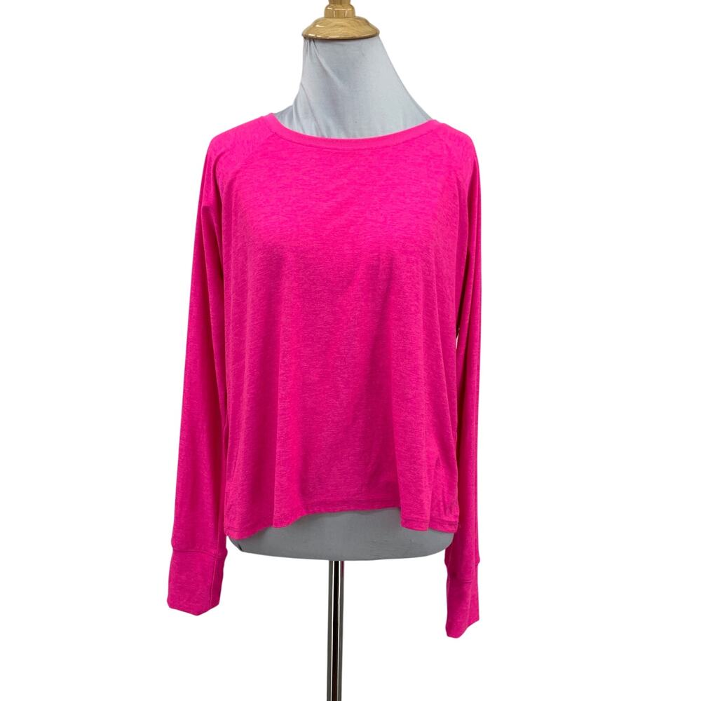 Beyond Yoga Top Women M Medium Hot Pink Featherweight Daydreamer Pullover Raglan